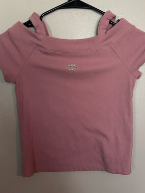 5 for $20! Limited Too Dusty Pink Ribbed Off-Shoulder Crop Top